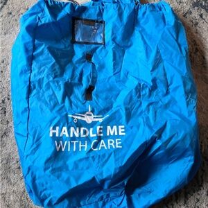 Blue Travel Bag with Handle Me With Care Print